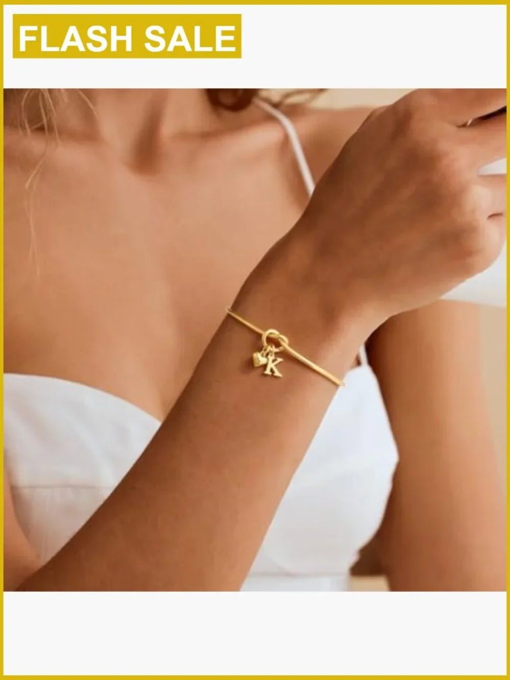 Knot Initial Charm Bracelets 14k Gold Plated Dainty Adjustable Heart